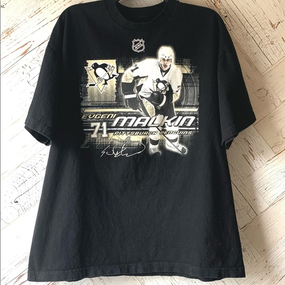 Vintage {NHL} 🏒71 Evgeni Malkin NHL Lg Tee Pittsbu Penguins 🐧 - Picture 6 of 9